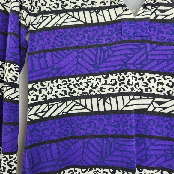 Diane Von Furstenberg Purple & Black Print Viscose Jersey Shift Dress Size 2 - Picture 4 of 12